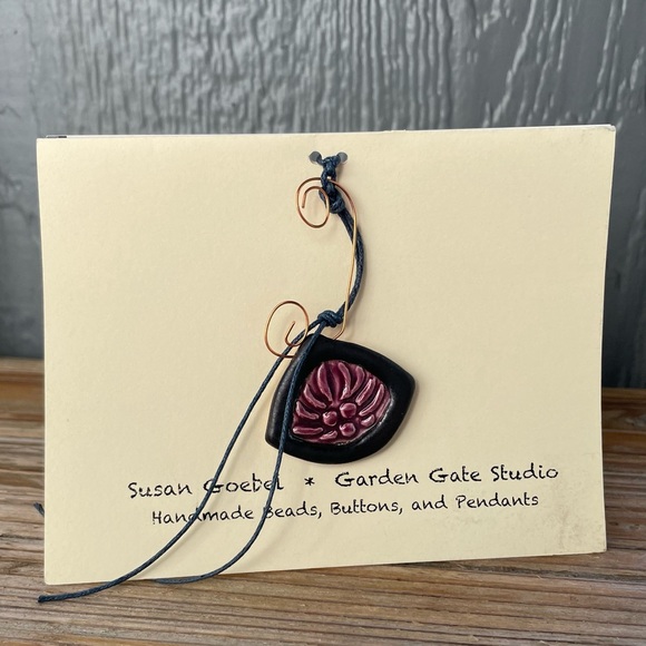 Sign Cancer Zodiac Pendant Astrology Necklace Purple Ceramic Artisan Made - Picture 3 of 16